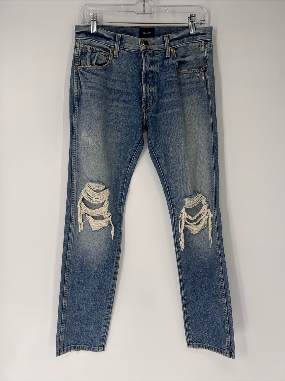 KHAITE Kyle Distressed Baggy Dark Wash Boyfriend Classic Designer Denim Jeans 25